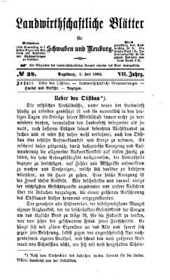 Landwirtschaftliche Blätter für Schwaben und Neuburg Donnerstag 9. Juli 1868