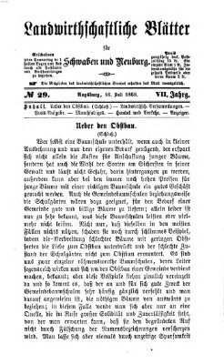 Landwirtschaftliche Blätter für Schwaben und Neuburg Donnerstag 16. Juli 1868