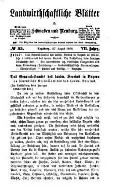 Landwirtschaftliche Blätter für Schwaben und Neuburg Donnerstag 27. August 1868