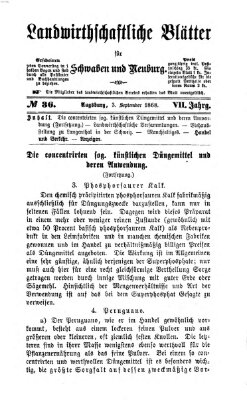 Landwirtschaftliche Blätter für Schwaben und Neuburg Donnerstag 3. September 1868