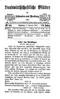 Landwirtschaftliche Blätter für Schwaben und Neuburg Donnerstag 12. November 1868