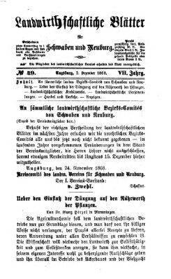 Landwirtschaftliche Blätter für Schwaben und Neuburg Donnerstag 3. Dezember 1868