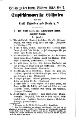 Landwirtschaftliche Blätter für Schwaben und Neuburg Donnerstag 13. Februar 1868