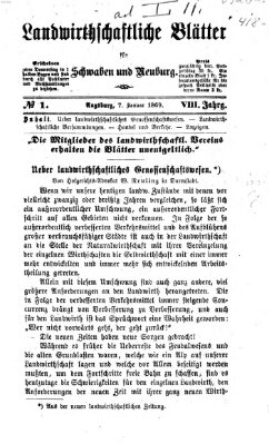 Landwirtschaftliche Blätter für Schwaben und Neuburg Donnerstag 7. Januar 1869