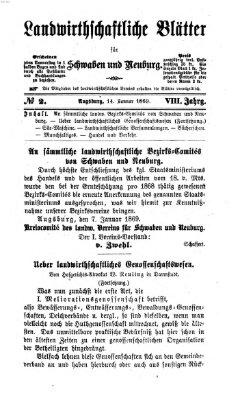 Landwirtschaftliche Blätter für Schwaben und Neuburg Donnerstag 14. Januar 1869