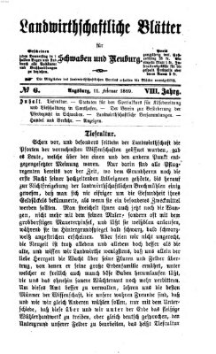 Landwirtschaftliche Blätter für Schwaben und Neuburg Donnerstag 11. Februar 1869