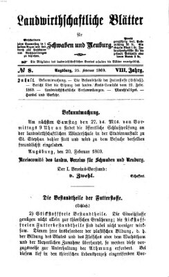 Landwirtschaftliche Blätter für Schwaben und Neuburg Donnerstag 25. Februar 1869