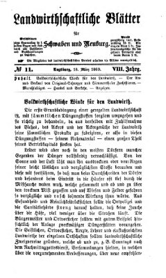 Landwirtschaftliche Blätter für Schwaben und Neuburg Donnerstag 18. März 1869