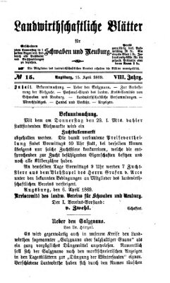 Landwirtschaftliche Blätter für Schwaben und Neuburg Donnerstag 15. April 1869