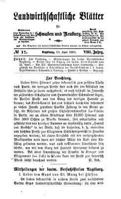 Landwirtschaftliche Blätter für Schwaben und Neuburg Donnerstag 29. April 1869