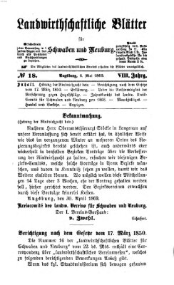 Landwirtschaftliche Blätter für Schwaben und Neuburg Donnerstag 6. Mai 1869