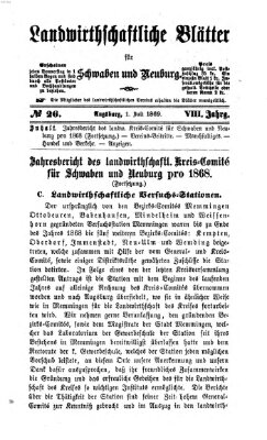 Landwirtschaftliche Blätter für Schwaben und Neuburg Donnerstag 1. Juli 1869