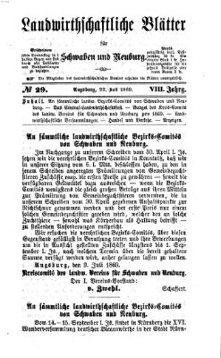 Landwirtschaftliche Blätter für Schwaben und Neuburg Donnerstag 22. Juli 1869