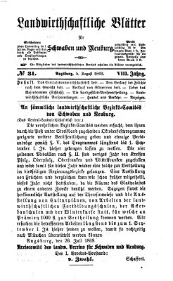 Landwirtschaftliche Blätter für Schwaben und Neuburg Donnerstag 5. August 1869