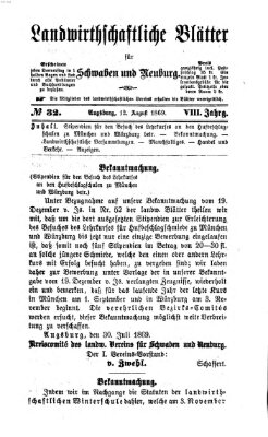 Landwirtschaftliche Blätter für Schwaben und Neuburg Donnerstag 12. August 1869