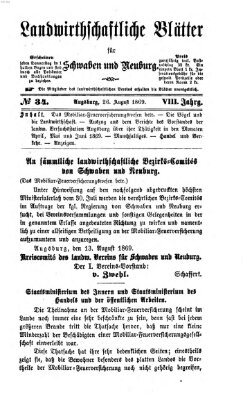 Landwirtschaftliche Blätter für Schwaben und Neuburg Donnerstag 26. August 1869