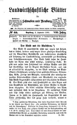 Landwirtschaftliche Blätter für Schwaben und Neuburg Donnerstag 2. September 1869