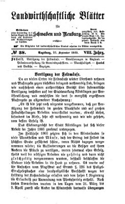 Landwirtschaftliche Blätter für Schwaben und Neuburg Donnerstag 23. September 1869