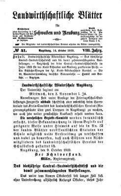 Landwirtschaftliche Blätter für Schwaben und Neuburg Donnerstag 14. Oktober 1869