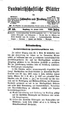 Landwirtschaftliche Blätter für Schwaben und Neuburg Donnerstag 28. Oktober 1869