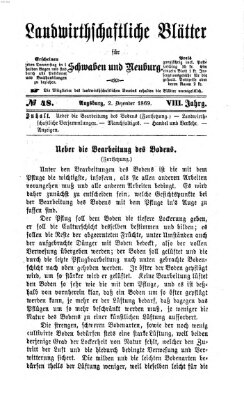 Landwirtschaftliche Blätter für Schwaben und Neuburg Donnerstag 2. Dezember 1869