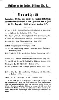 Landwirtschaftliche Blätter für Schwaben und Neuburg Donnerstag 7. Januar 1869