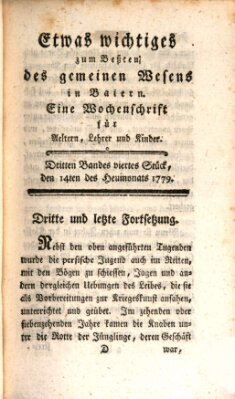 Etwas Wichtiges zum Besten des gemeinen Wesens in Baiern Mittwoch 14. Juli 1779