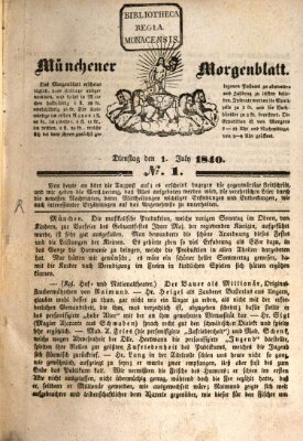 Münchener Morgenblatt Mittwoch 1. Juli 1840