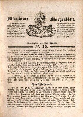 Münchener Morgenblatt Sonntag 12. Juli 1840