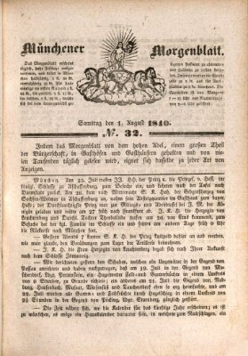 Münchener Morgenblatt Samstag 1. August 1840