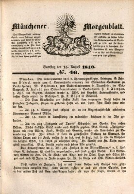 Münchener Morgenblatt Samstag 15. August 1840