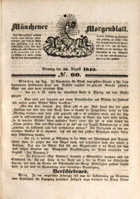 Münchener Morgenblatt Sonntag 30. August 1840