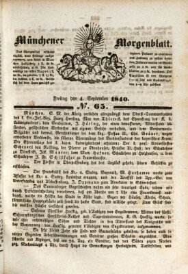 Münchener Morgenblatt Freitag 4. September 1840