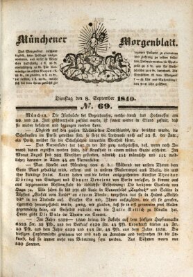 Münchener Morgenblatt Dienstag 8. September 1840