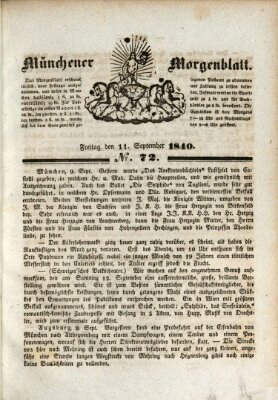 Münchener Morgenblatt Freitag 11. September 1840