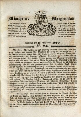 Münchener Morgenblatt Sonntag 13. September 1840