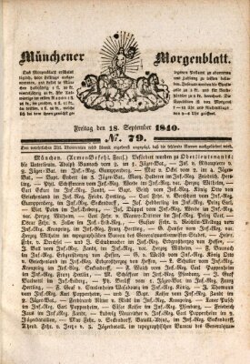 Münchener Morgenblatt Freitag 18. September 1840