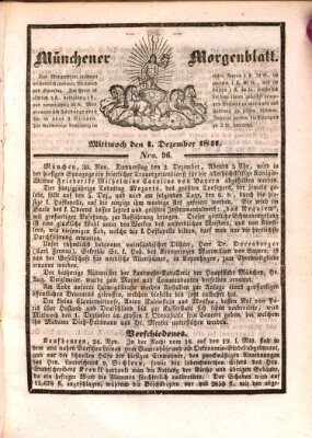 Münchener Morgenblatt Mittwoch 1. Dezember 1841