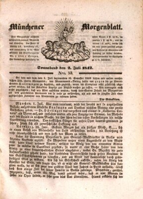 Münchener Morgenblatt Samstag 2. Juli 1842