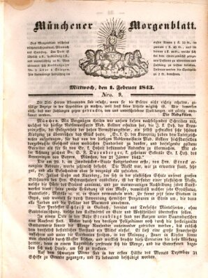 Münchener Morgenblatt Mittwoch 1. Februar 1843