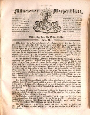 Münchener Morgenblatt Mittwoch 15. März 1843