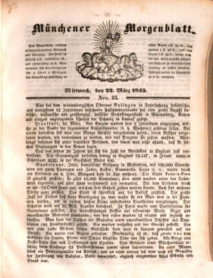 Münchener Morgenblatt Mittwoch 22. März 1843