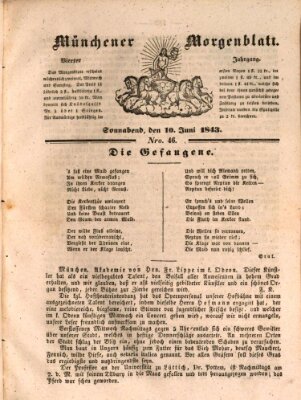 Münchener Morgenblatt Samstag 10. Juni 1843