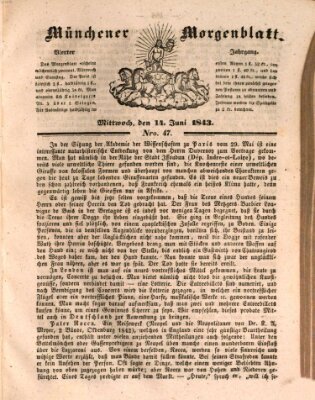 Münchener Morgenblatt Mittwoch 14. Juni 1843