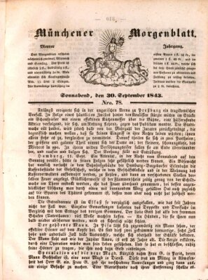 Münchener Morgenblatt Samstag 30. September 1843