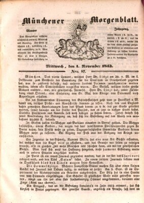 Münchener Morgenblatt Mittwoch 1. November 1843