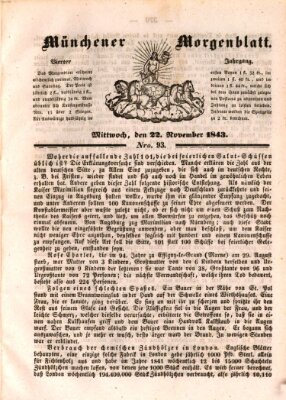 Münchener Morgenblatt Mittwoch 22. November 1843