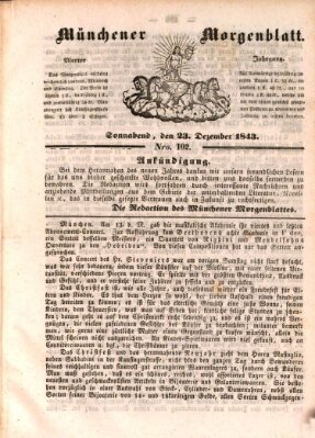 Münchener Morgenblatt Samstag 23. Dezember 1843