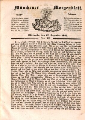 Münchener Morgenblatt Mittwoch 27. Dezember 1843