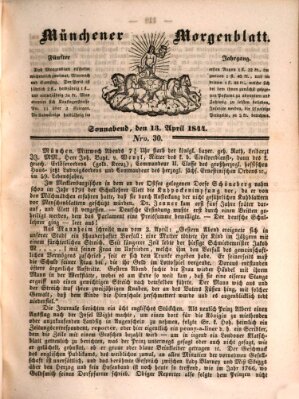 Münchener Morgenblatt Samstag 13. April 1844